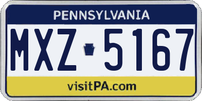 PA license plate MXZ5167
