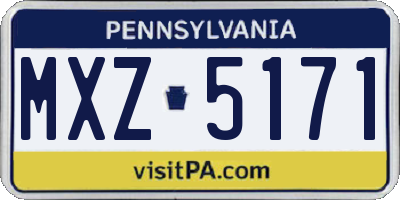 PA license plate MXZ5171