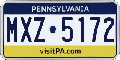 PA license plate MXZ5172