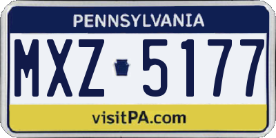 PA license plate MXZ5177
