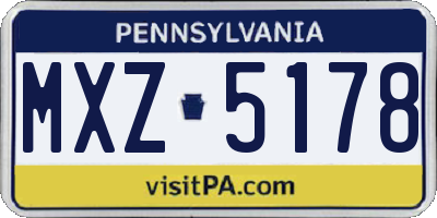 PA license plate MXZ5178