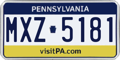 PA license plate MXZ5181