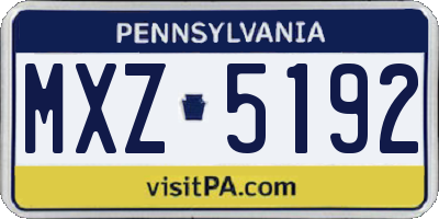 PA license plate MXZ5192