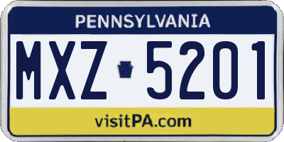 PA license plate MXZ5201