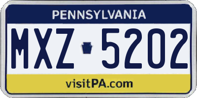 PA license plate MXZ5202