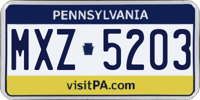 PA license plate MXZ5203