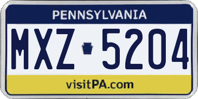 PA license plate MXZ5204