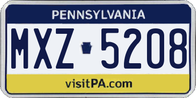 PA license plate MXZ5208