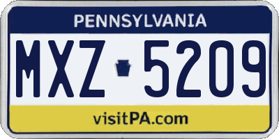 PA license plate MXZ5209