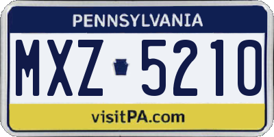 PA license plate MXZ5210