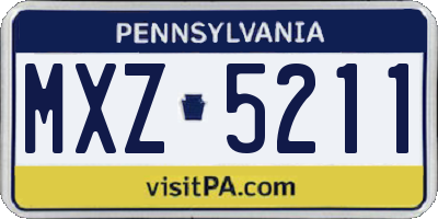 PA license plate MXZ5211