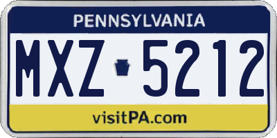 PA license plate MXZ5212