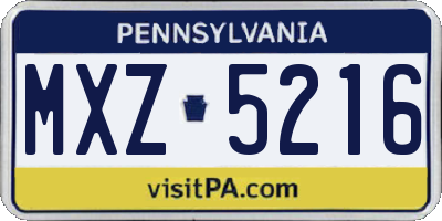 PA license plate MXZ5216
