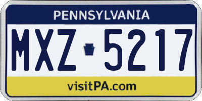 PA license plate MXZ5217