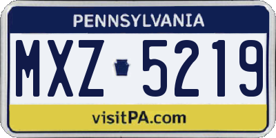 PA license plate MXZ5219