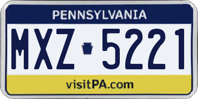 PA license plate MXZ5221