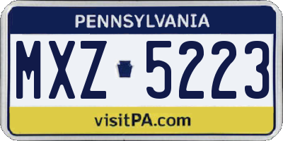 PA license plate MXZ5223