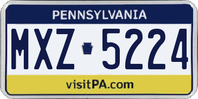 PA license plate MXZ5224