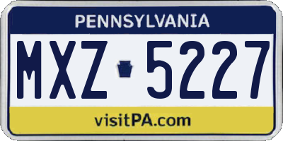 PA license plate MXZ5227