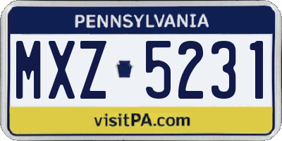 PA license plate MXZ5231
