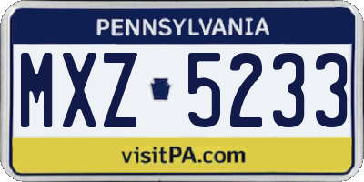 PA license plate MXZ5233