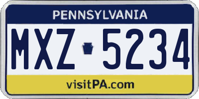 PA license plate MXZ5234