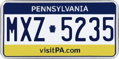PA license plate MXZ5235
