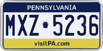 PA license plate MXZ5236