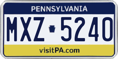 PA license plate MXZ5240