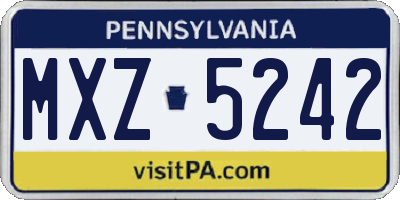PA license plate MXZ5242