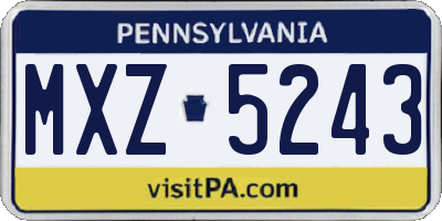 PA license plate MXZ5243