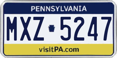 PA license plate MXZ5247