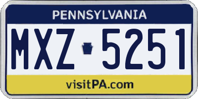 PA license plate MXZ5251