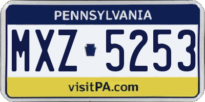 PA license plate MXZ5253
