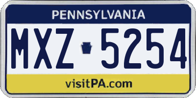 PA license plate MXZ5254