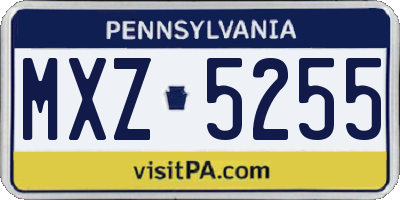 PA license plate MXZ5255
