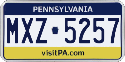 PA license plate MXZ5257