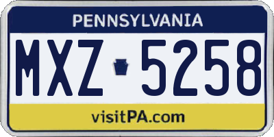 PA license plate MXZ5258