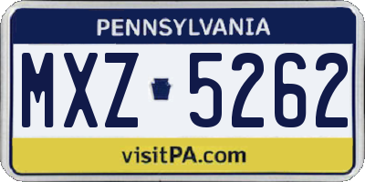 PA license plate MXZ5262