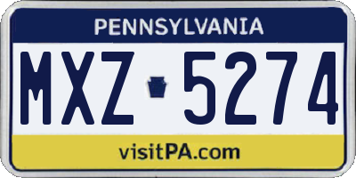 PA license plate MXZ5274