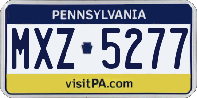 PA license plate MXZ5277