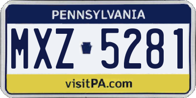 PA license plate MXZ5281