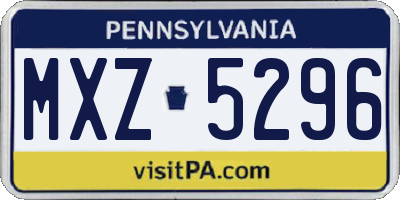 PA license plate MXZ5296