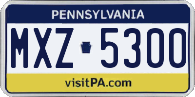 PA license plate MXZ5300
