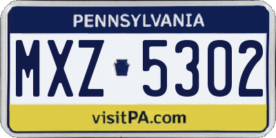 PA license plate MXZ5302