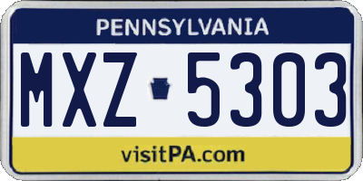 PA license plate MXZ5303
