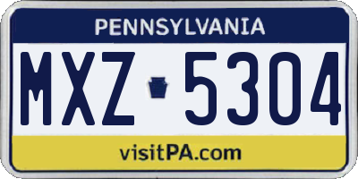 PA license plate MXZ5304