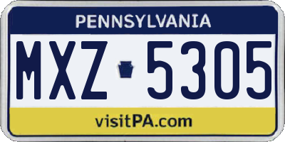 PA license plate MXZ5305