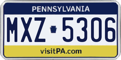 PA license plate MXZ5306