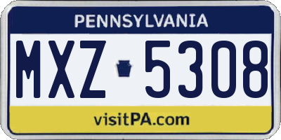 PA license plate MXZ5308